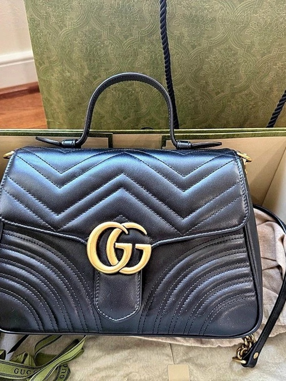 Gucci GG Marmont Small Top Handle Bag Black